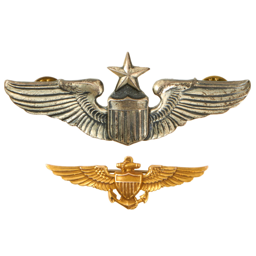 Original U.S. WWII Korean War Era US Army Air Forces Aviator Senior Pilot Wings & Navy Shirt/Cap Wings by Balfour Original Items