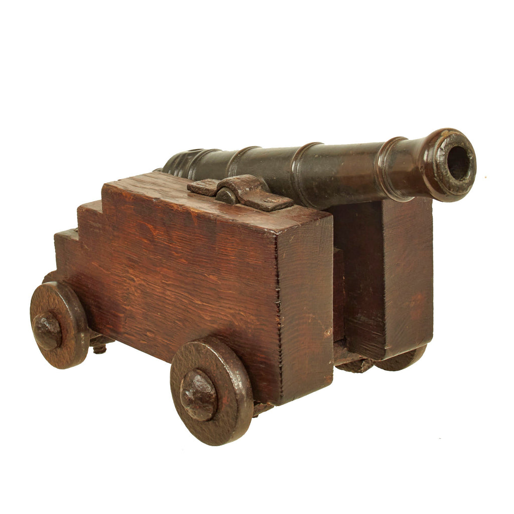 Original British Napoleonic Bronze Signal Cannon with Proof Markings on Oak Naval Carriage Marked No.2 Dublin Castle Original Items