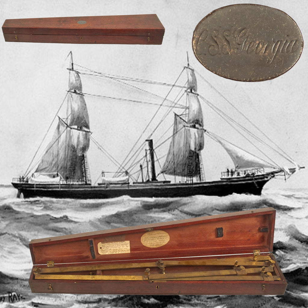Original U.S. Civil War Confederate British-Made Cased Pantograph of the CSS Georgia, British Ship Sold to the CSA and Captured by the Union Navy in 1864 Original Items