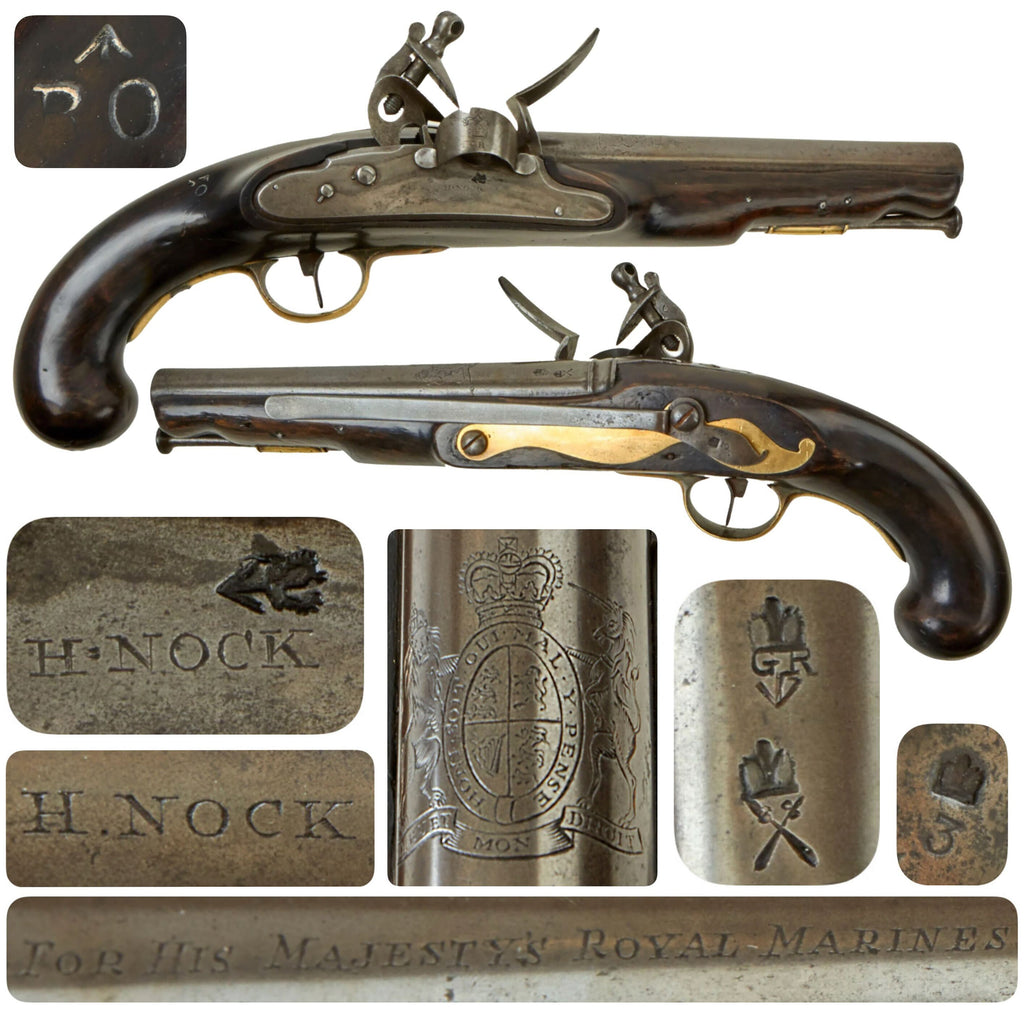 Original British Napoleonic P-1796 Heavy Dragoon Pistol by Henry Nock with Internal Hammer & Pan Shield Marked “For His Majesty’s Royal Marines” - Possibly Experimental & Unique Original Items