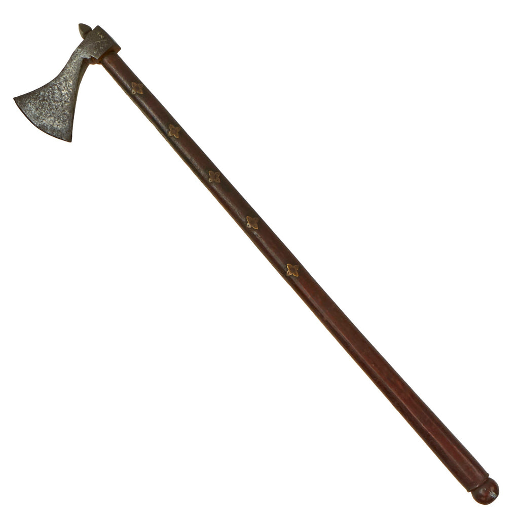 Original Indian 18th Century Axe with Silver-Inlaid Head & Original Shaft Original Items