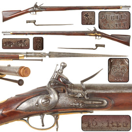 Original British Revolutionary War Era Dublin Castle Short Land Pattern Brown Bess Flintlock Musket Marked to the 46th Regiment of Foot with Socket Bayonet