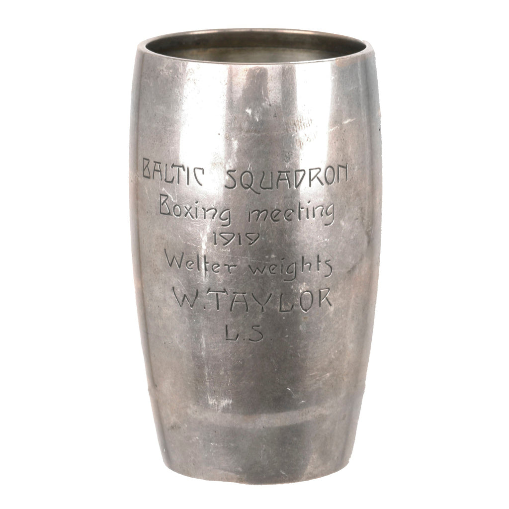 Original British WWI Era Royal Air Force RAF Baltic Squadron 1919 Silver-Plated Boxing Meeting Award Named to W. Taylor Original Items