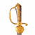 Original German Mid-18th Century Baroque Gilt Brass Mounted Hirschfänger Hunting Sword with Shell Grip and Leather Scabbard