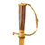 Original Continental European 18th Century Gilt Brass Hunting Sword with Faceted Agate Grip, Etched and Gilt “NEC TEMERE NEC TIMIDE” Blade and Scabbard