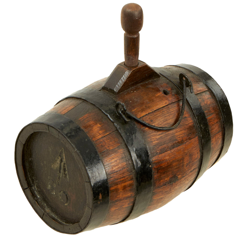 Original British Napoloonic Naval Small Wooden Iron Hoop Cannoneer’s Water Keg - Marked B.O. with Broad Arrow Original Items