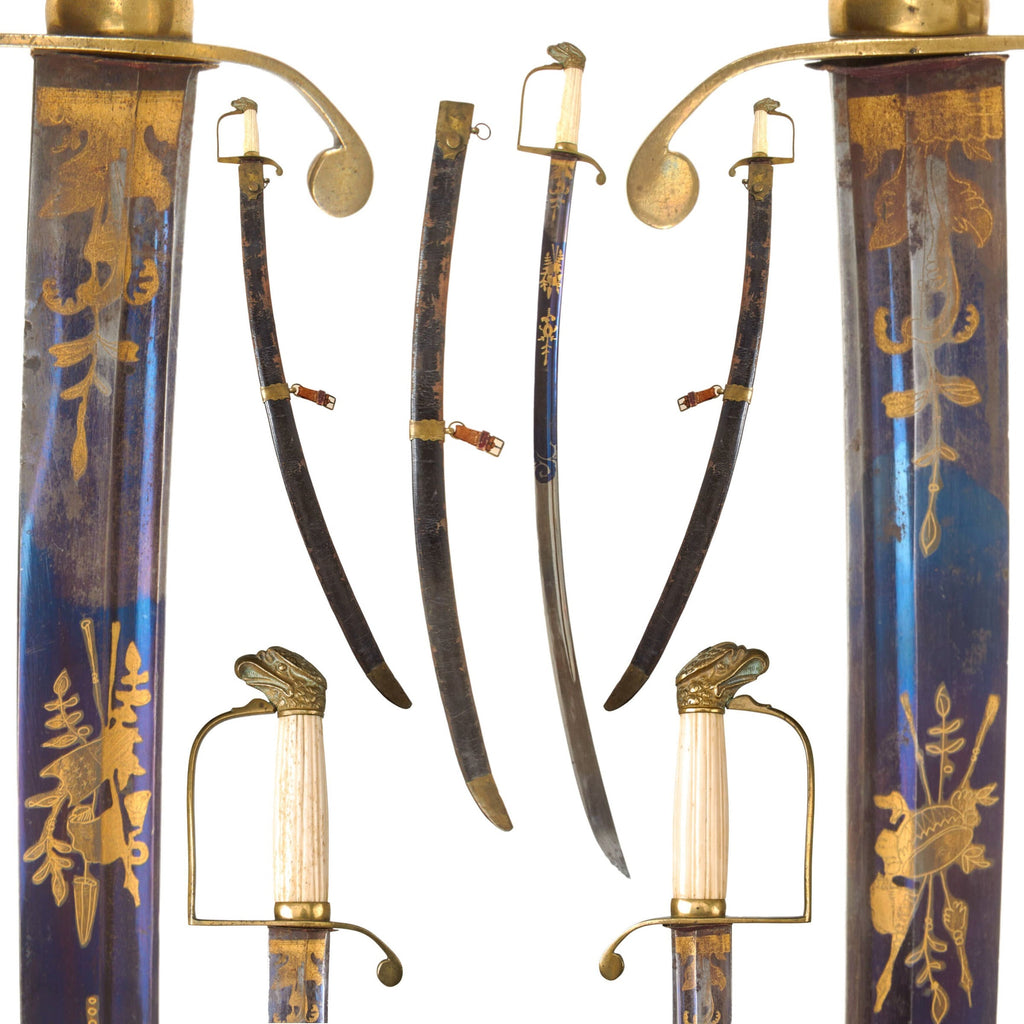 Original U.S. War of 1812 Era Eagle Head Infantry Officer’s Saber with Fire-Blued Gold-Inlaid Blade & Original Leather Scabbard - Excellent Original Items