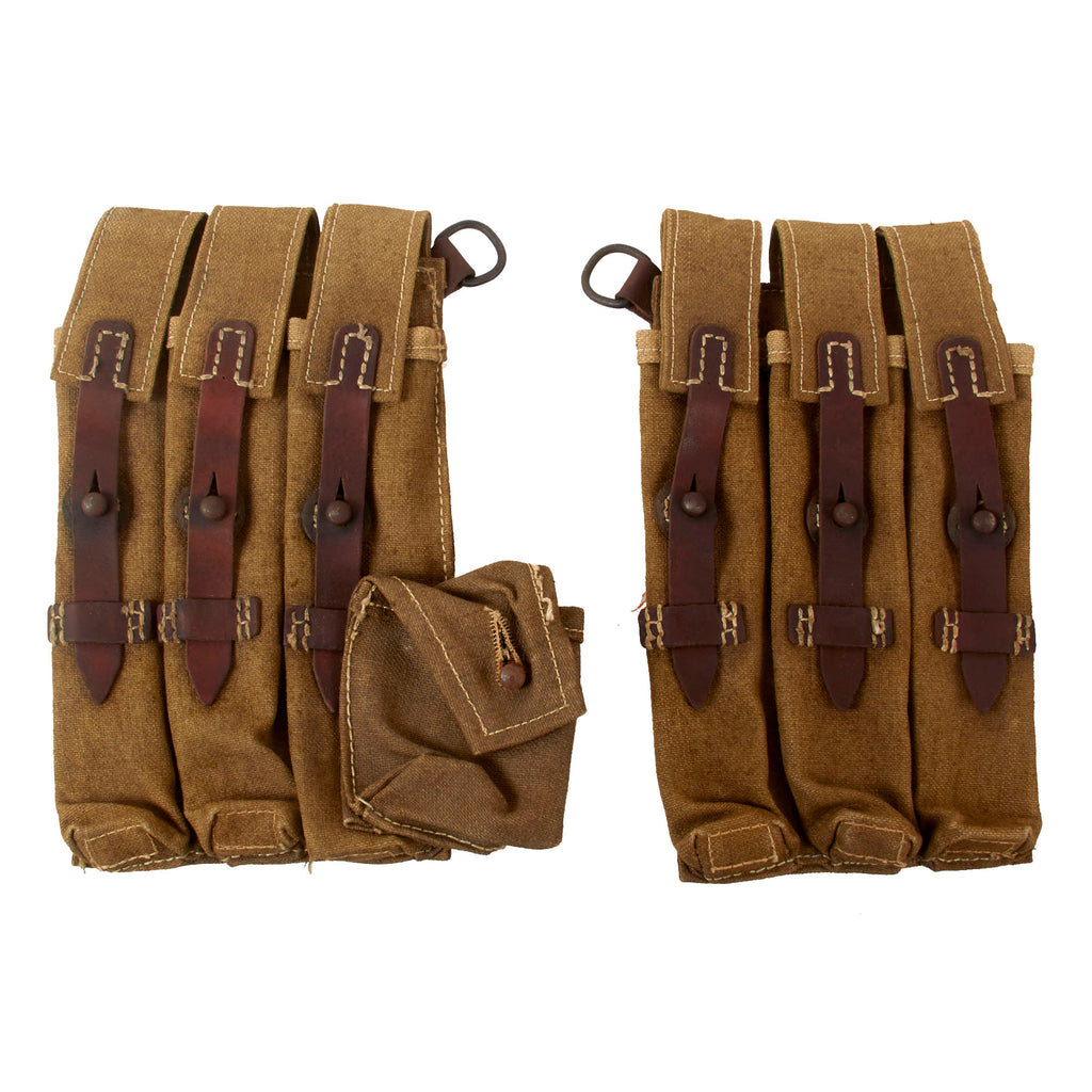 German WWII Pair of MP 40 Tropical Afrika Korps Magazine Pouches Made from Original Fabric Original Items