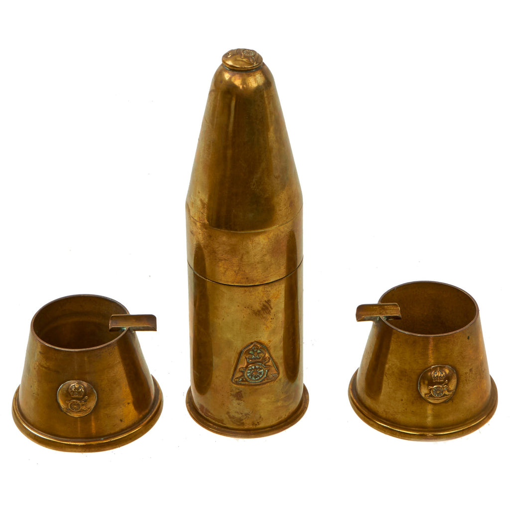 Original British WWII Royal Field Artillery Trench Art Lighter & Ashtray Lot Original Items