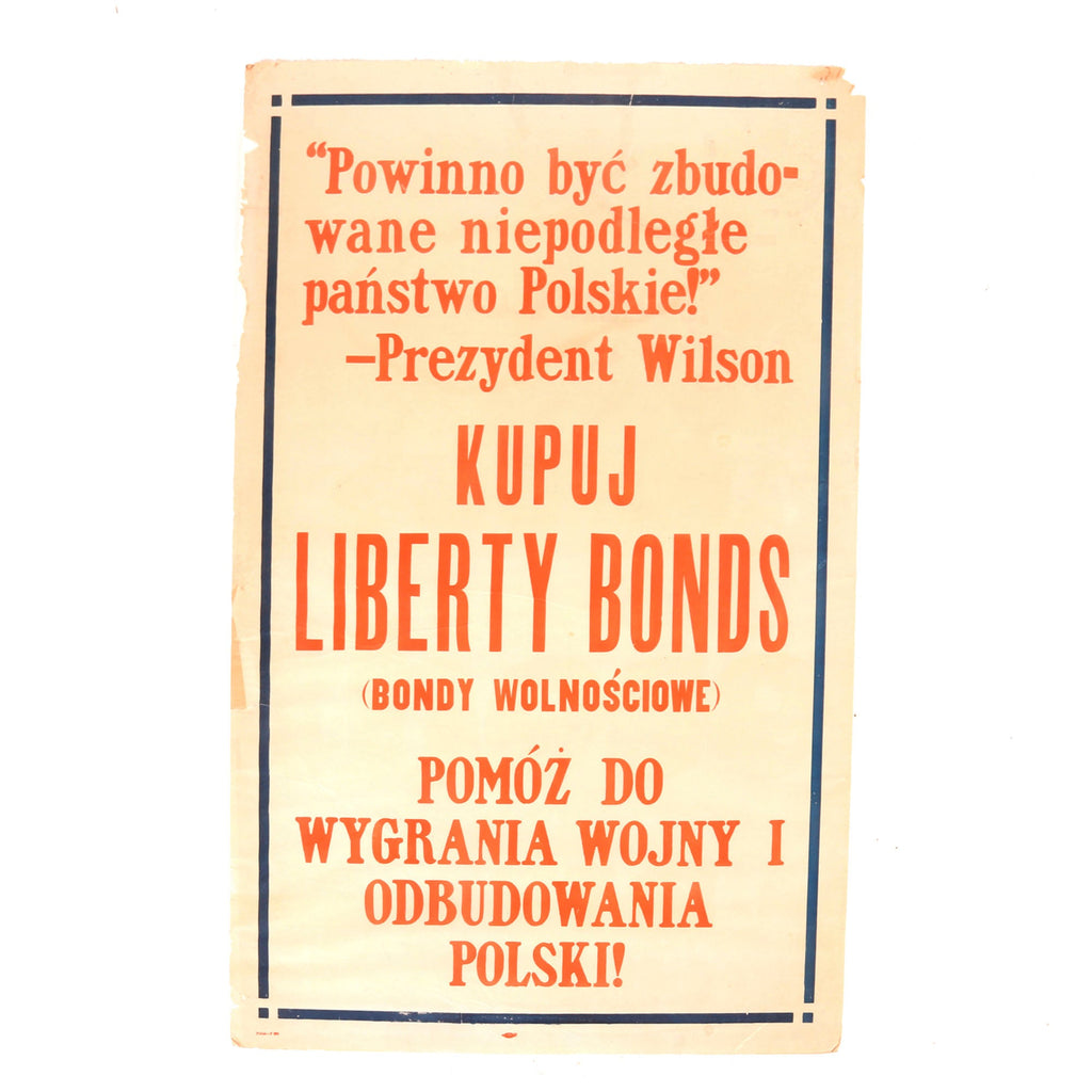 Original U.S. WWI Reconstruction of Poland Liberty Bonds Propaganda Poster - 42” x 28 ½” Original Items