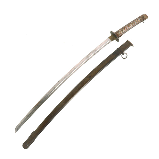Original WWII Japanese Army Type 95 NCO Aluminum Handle Katana Sword with Unmatched Scabbard - Service Used Original Items