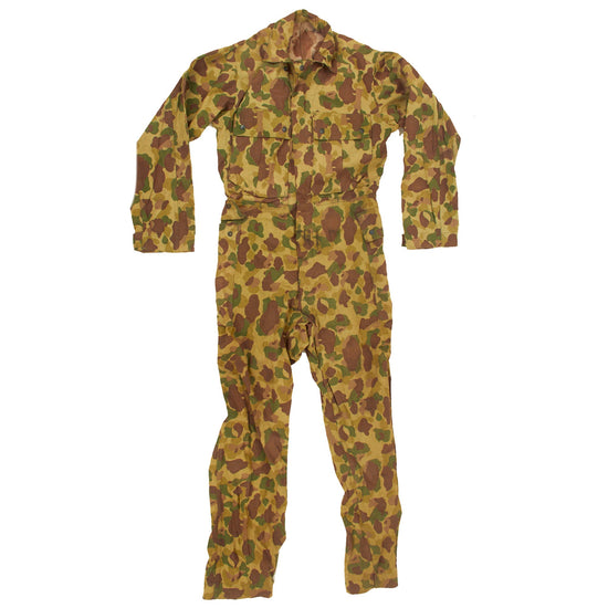 Original U.S. WWII Army M1942 Camouflage Jungle Suit Herring Bone Twill Coveralls with Internal Suspenders by Blue Bell-Globe - Dated 1943 Original Items