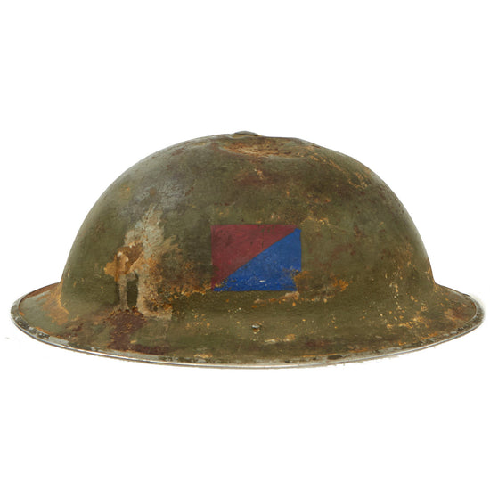 Original Canadian WWII Named Brodie MkII Steel Helmet with Painted 6th Canadian Infantry Division Unit Flash Original Items