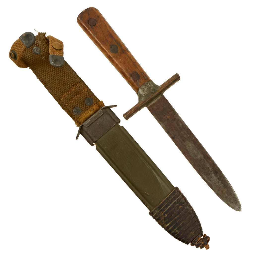 Original U.S. WWII PAL K4808 Butcher Knife Turned Fighting Knife in M8 Scabbard by B.M. Co. Original Items