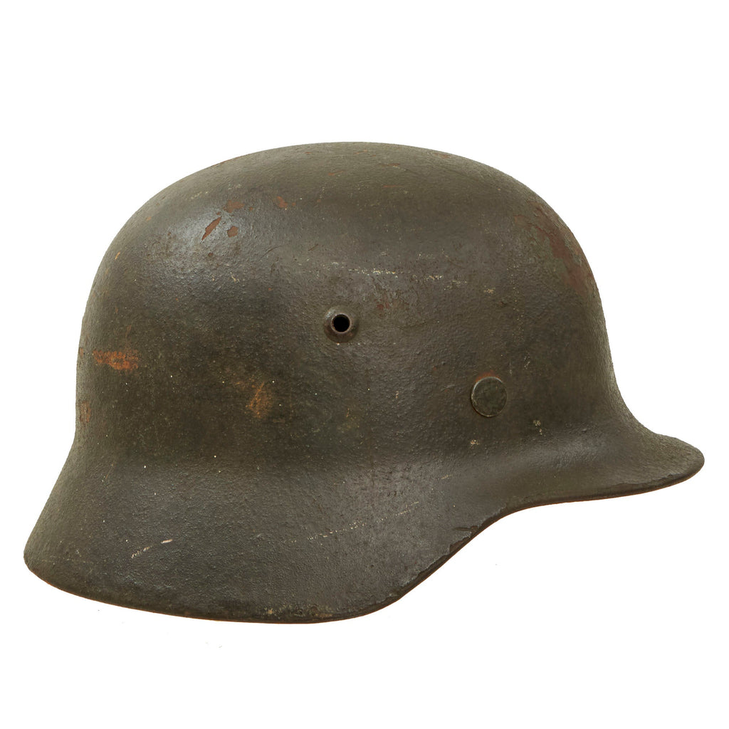 Original German WWII Extra Small Heer Army M35 Textured Paint Helmet with 1944 Dated 53cm Liner - Stamped ET60 Original Items