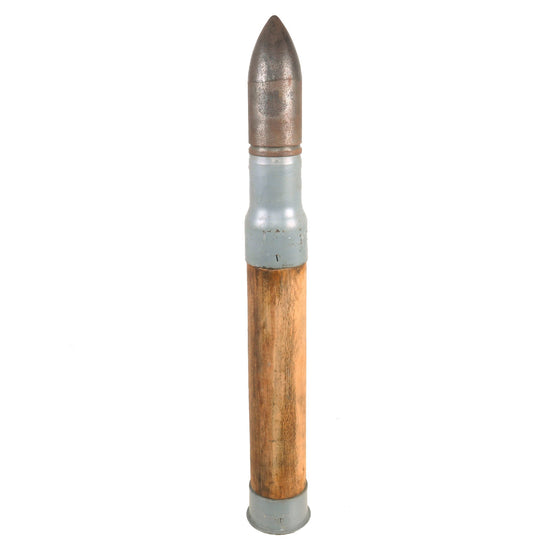 Original WWII U.S. Navy Gun 3 Inch Wooden MK6 Drill Round with Steel Warhead & Fittings Original Items