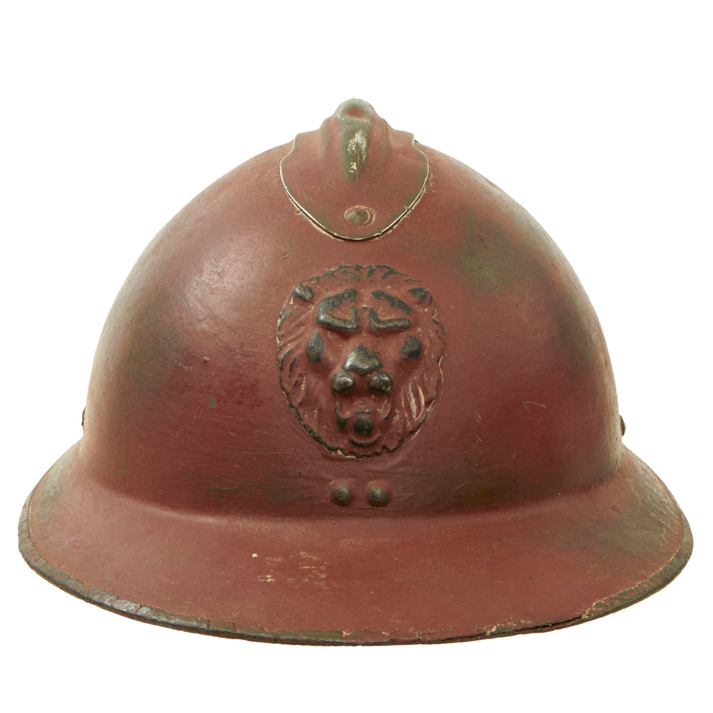 Original Belgian WWII Model 1926 Adrian Infantry Helmet with Lion Badge & Liner Original Items