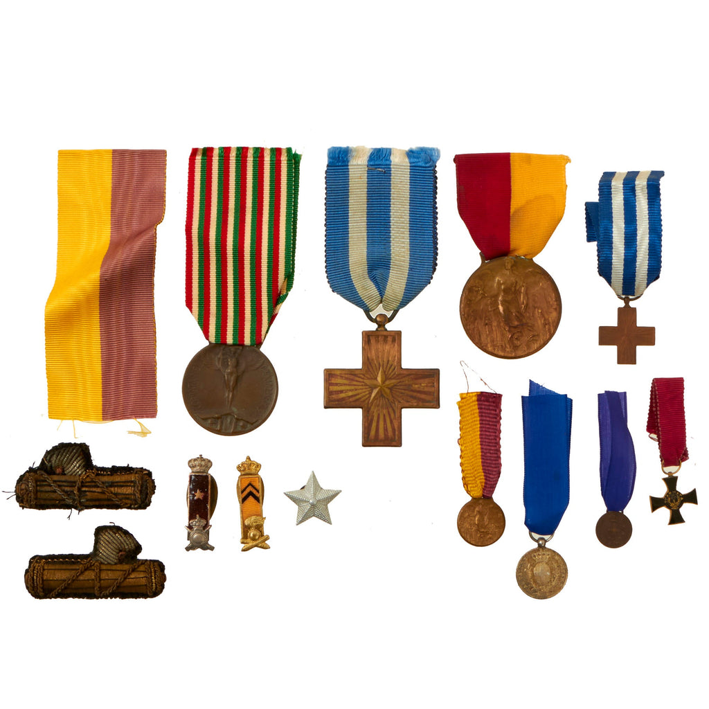 Original Italian WWI & WWII Medal & Bullion Insignia Lot - 13 Items Total Original Items