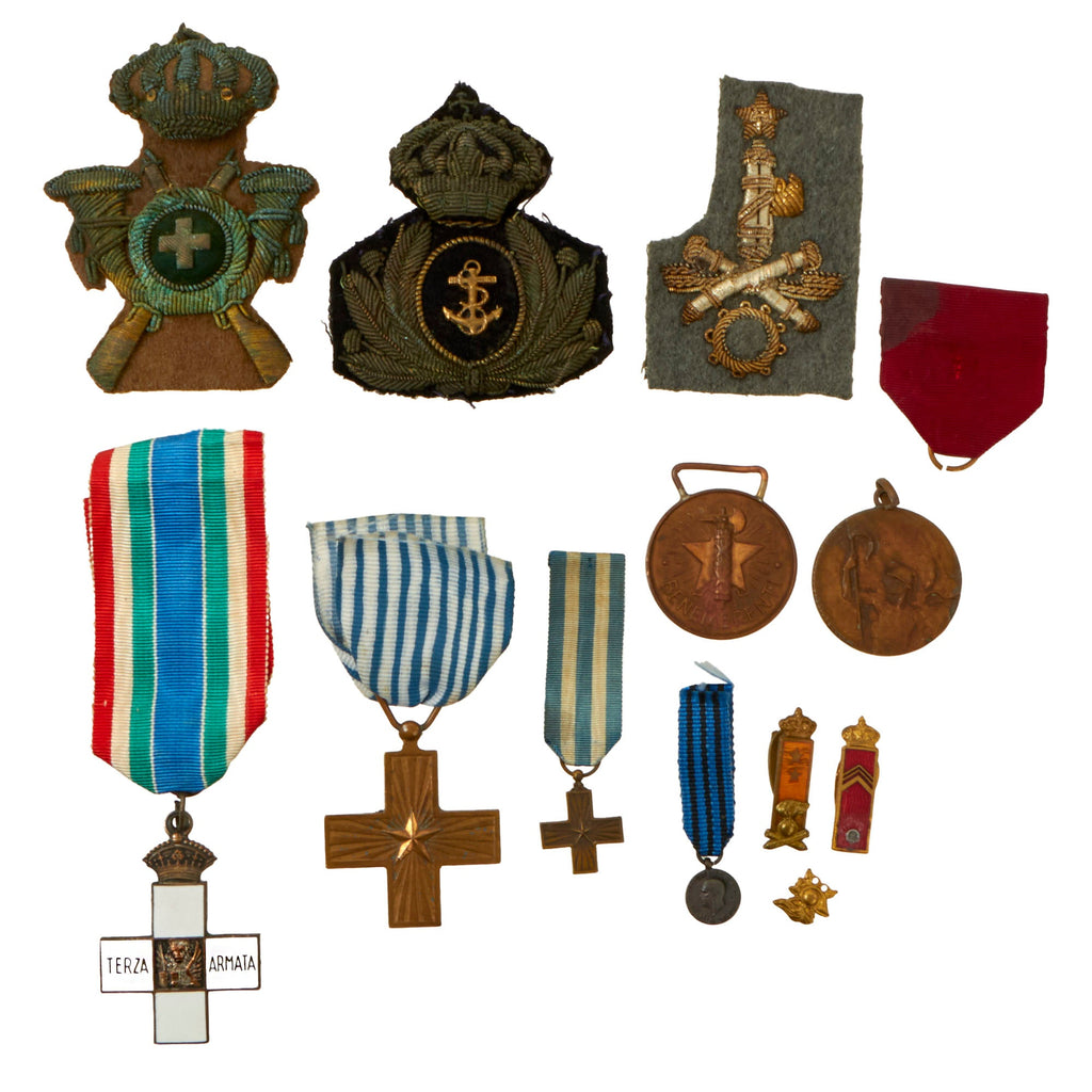 Original Italian WWI & WWII Medal & Bullion Insignia Lot - 11 Items Total Original Items