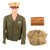 Original U.S. WWII 8th Air Force Pilot Uniform & Visor with Reissued Aviator Kit Bag Named to B-17 Waist Gunner & Armored Engineer Original Items