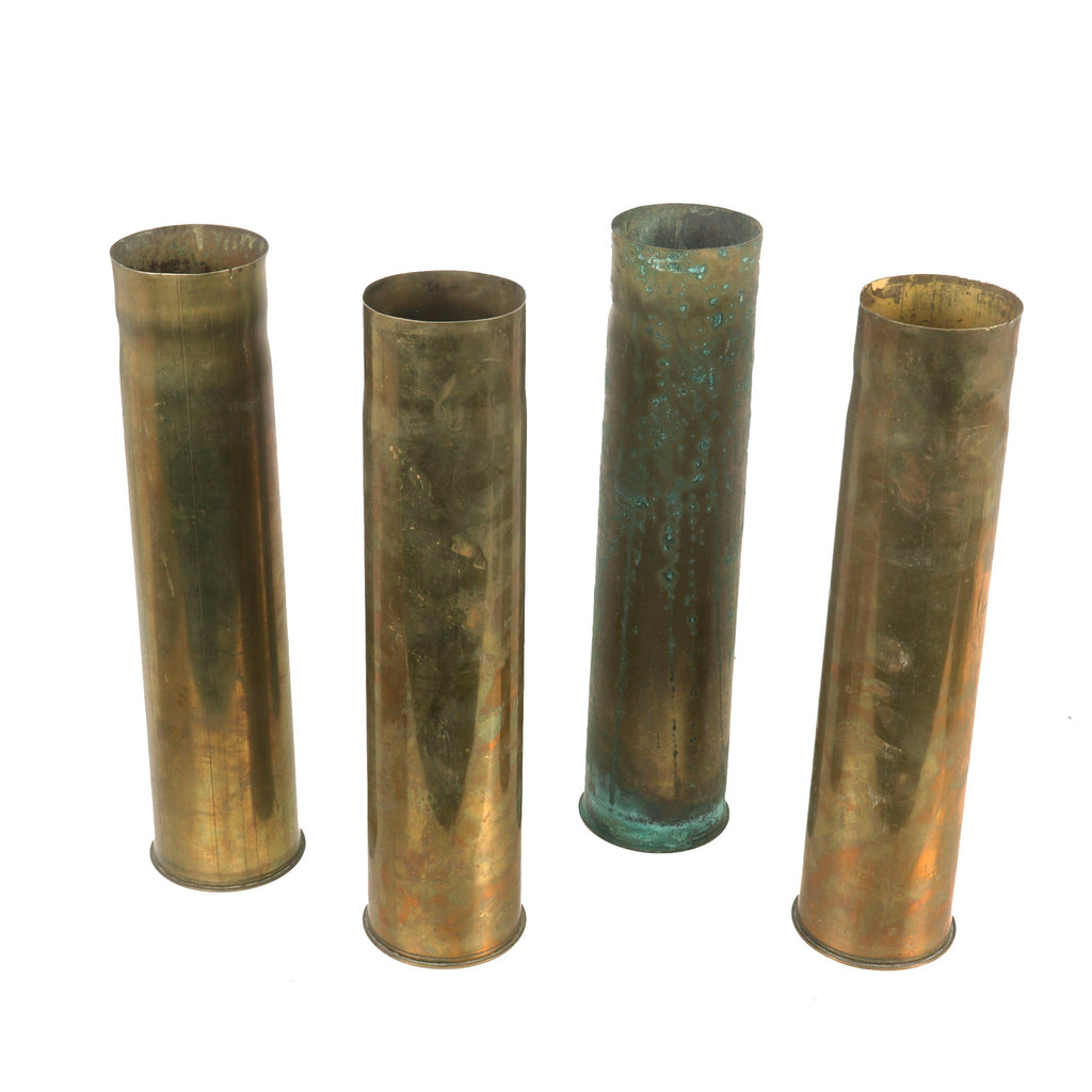Original French WWI Lot of Four Inert Canon de 75 Modèle 1897 75mm Shell Casings - 75mm Field Gun Original Items