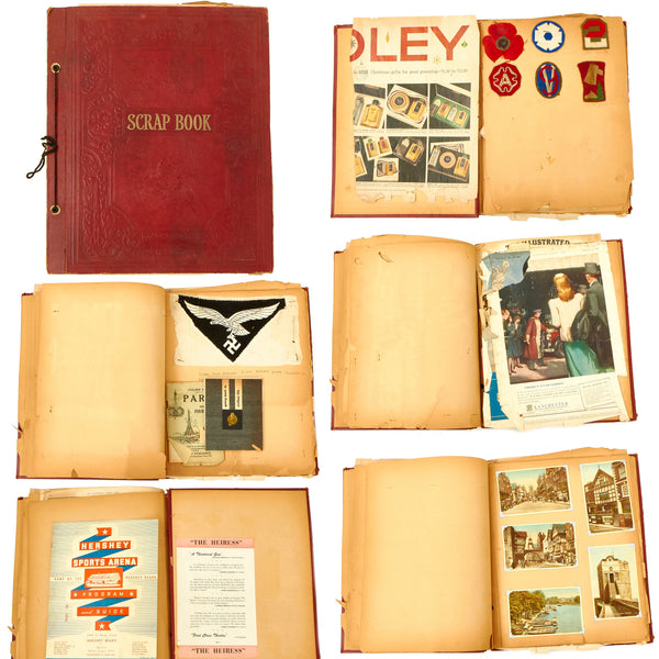 German Raj Original U.S. WWII GI Named Scrapbook with Patches, Telegram, German S ...