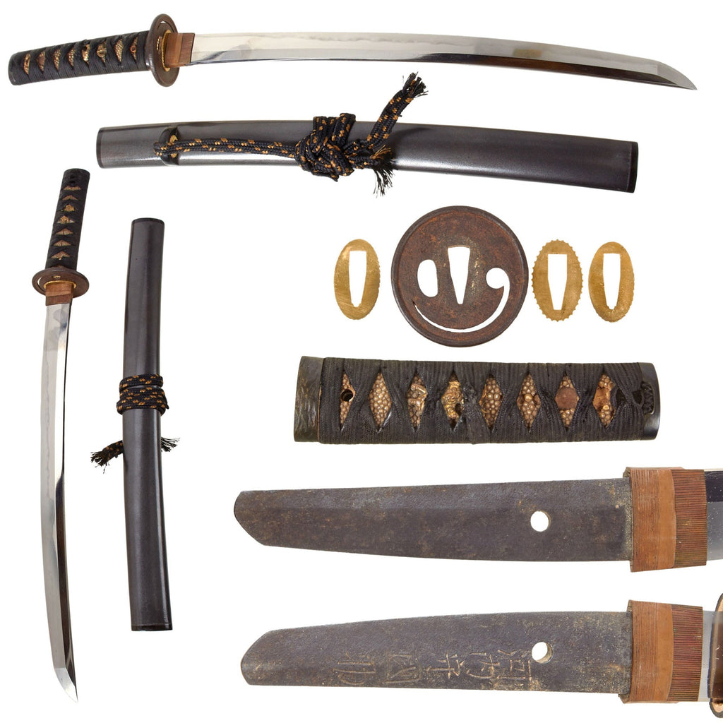 Original Early 18th Century Edo Period Japanese Handmade Wakizashi Short Sword by KUNISUKE with Recent Scabbard & Sageo Cord Original Items
