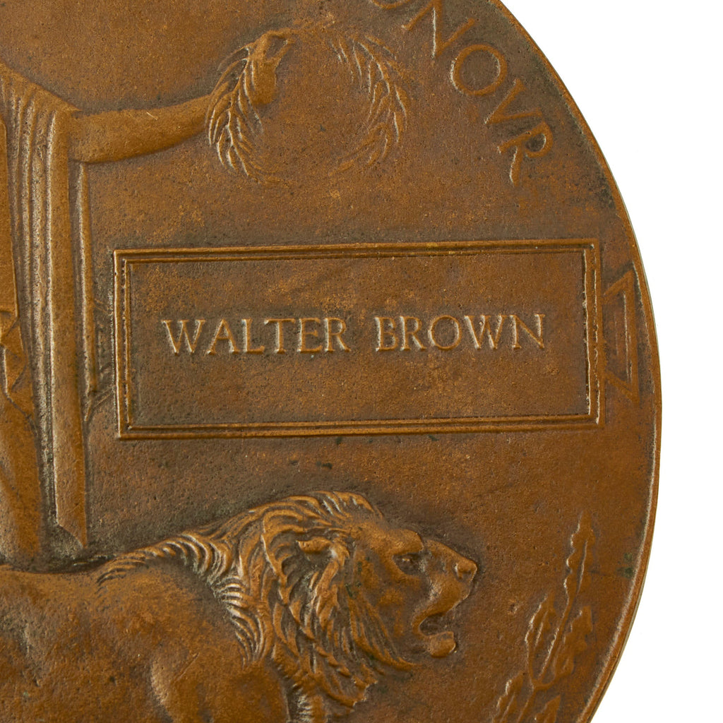 Original British WWI KIA Death Penny Soldier Memorial - Walter Brown ...