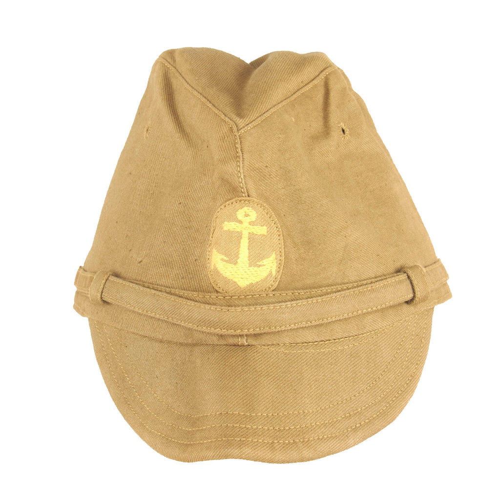 Original Japanese WWII Naval Landing Forces Officer Cotton Forage Cap dated 1944 - SNLF Original Items