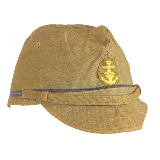 Original WWII Japanese Special Naval Landing Forces Officer Cotton Forage Cap - SNLF Original Items