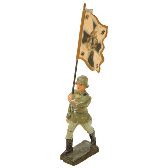 Original German Pre-WWII Elastolin 70mm Toy Soldier with Stenciled Army Infantry Standard Original Items