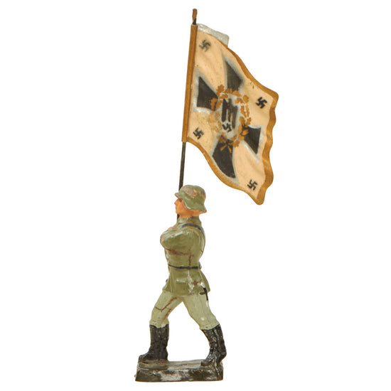Original German Pre-WWII Elastolin 70mm Toy Soldier with Stenciled Army Infantry Standard Original Items