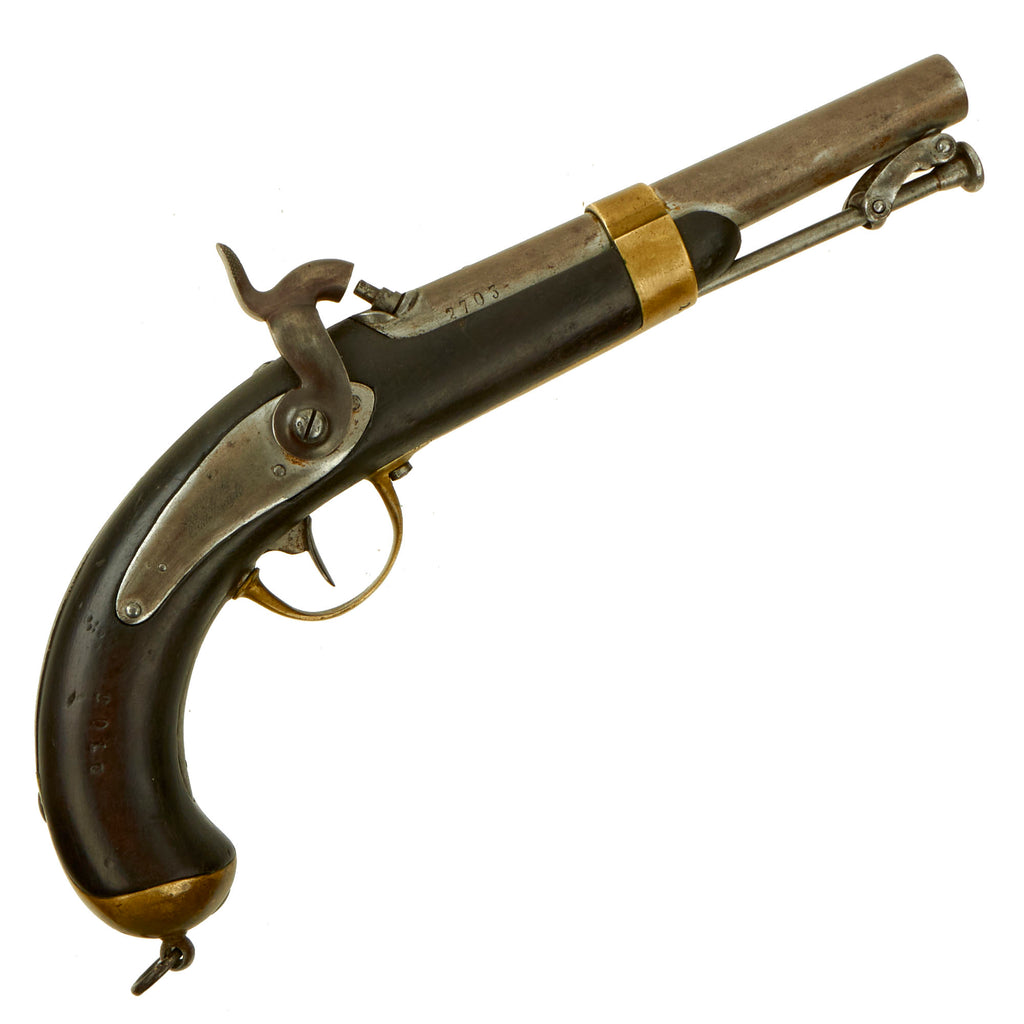 Original French Modèle 1837 Navy Percussion Pistol made at Châtellerault Arsenal with Belt Hook - Serial 2703 Original Items