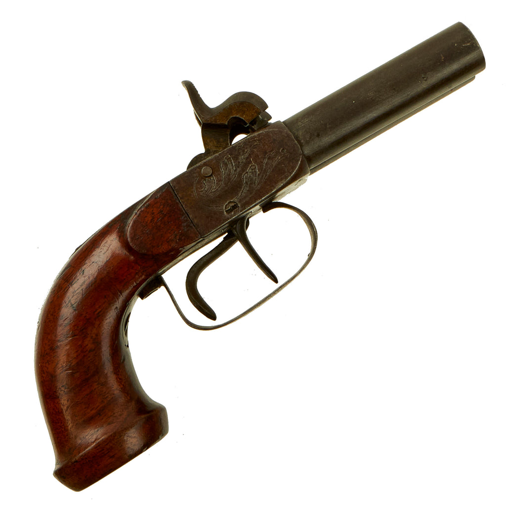 Original Victorian Era Belgian Double Barreled Pocket Percussion Pistol Serial • 48 - Circa 1840 Original Items