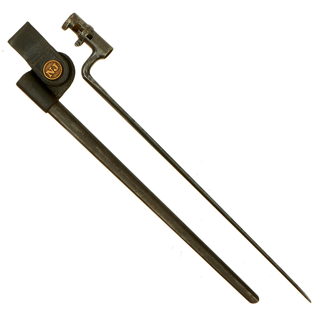 Original U.S. New Jersey Issue Springfield Trapdoor M1873 Rifle Socket Bayonet with 1st Pattern N.J. Frog and Scabbard Original Items