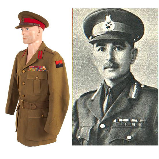 Original British WWII No.2: Service Dress Uniform Jacket and Peaked Visor with Research of Lieutenant-General Sir Noel Beresford-Peirse KBE, CB, DSO Original Items