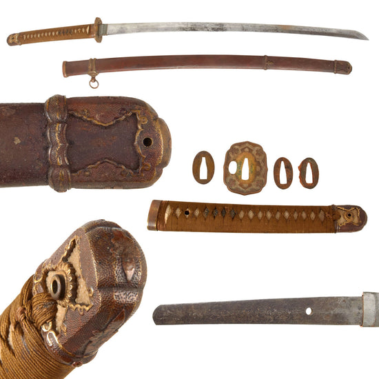 Original Japanese WWII Type 98 Shin-Gunto Katana Sword by IDO HIDETOSH with Steel Scabbard Original Items