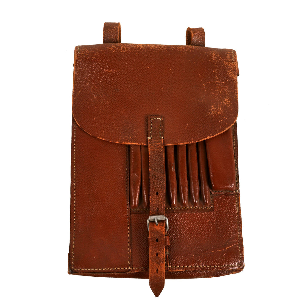 Original German WWII 1940 Dated Officer M35 Brown Leather Dispatch Map Case Original Items
