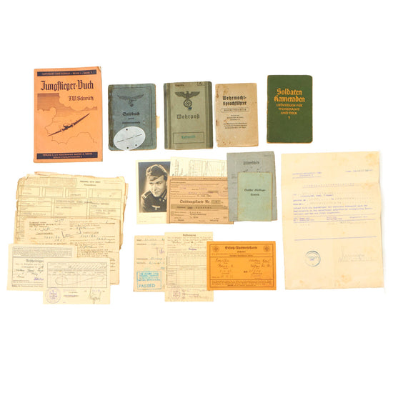 DRAFT Original German WWII Luftwaffe Feldwebel Hermann Magsamen Award and Document Grouping - EKII, EKI & More Original Items
