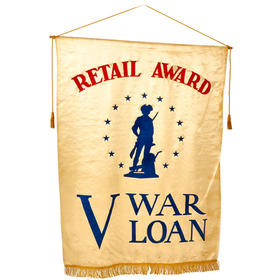 Original U.S. WWII 5th War Loan Retail Award Banner - 42” x 53” Original Items