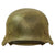 Original German WWII Service Worn Army Heer M40 Camouflage Paint Steel Helmet with Liner & Chinstrap - Q66 Original Items