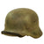 Original German WWII Service Worn Army Heer M40 Camouflage Paint Steel Helmet with Liner & Chinstrap - Q66 Original Items