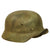 Original German WWII Service Worn Army Heer M40 Camouflage Paint Steel Helmet with Liner & Chinstrap - Q66 Original Items
