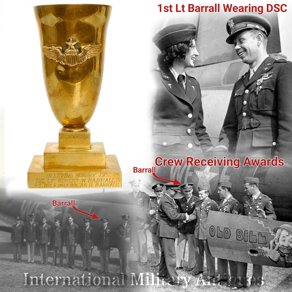 DRAFT WWII Memorial Goblet to KIA AAF Pilot Robert Barrall Original Items
