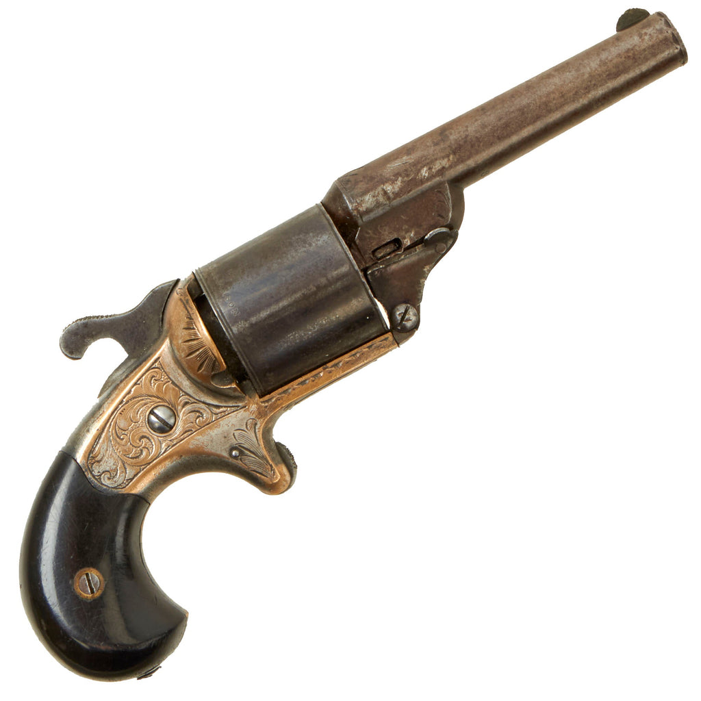 Original U.S. Civil War Era Moore's Patent Firearms Teat Fire .32 Cal Brass Frame Engraved Revolver - Serial 18305 Original Items