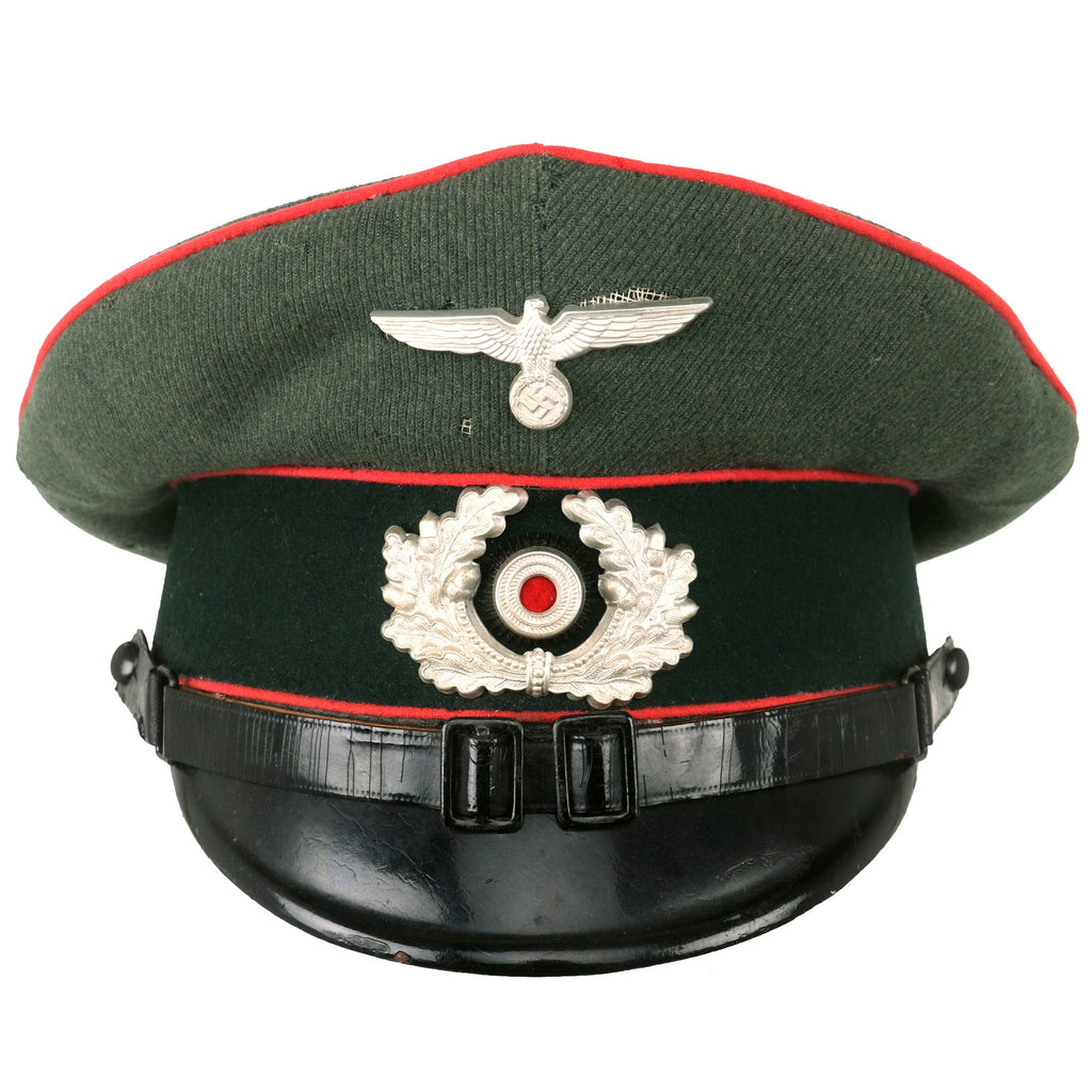 Original German WWII Army Heer Panzer EM/NCO Schirmmütze Visor Crush Cap - Size 55 ½ Original Items