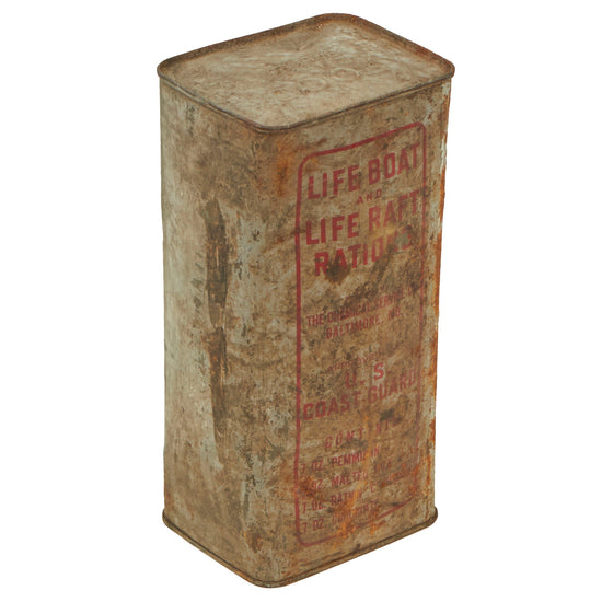 Original U.S. WWII 1945 Dated U.S. Coast Guard Lifeboat and Life Raft Rations Can - Full and Unopened Original Items
