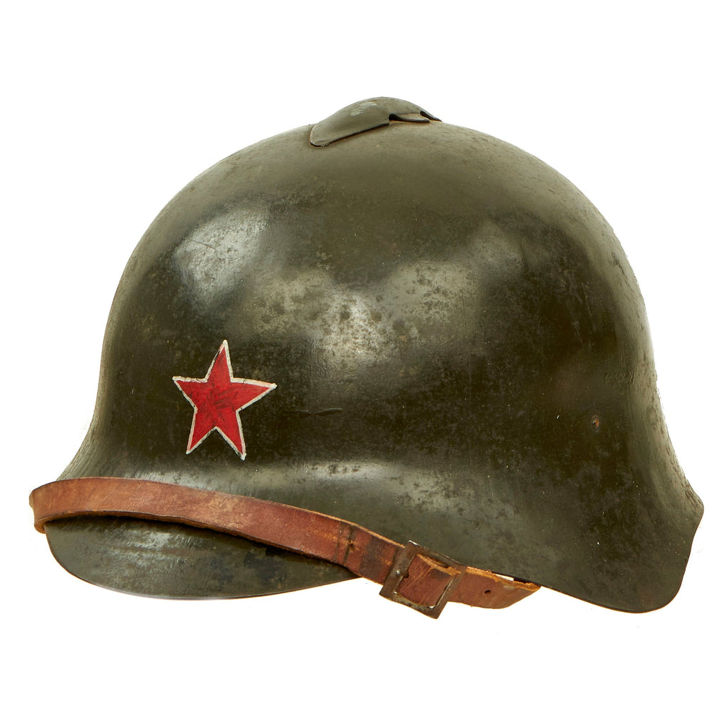 Original WWII Soviet Union M36 Soviet SSh-36 "Gladiator" Steel Combat Helmet with Liner & Chinstrap Used By Spanish During Civil War - Complete Original Items
