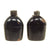Original U.S. WWII Set of Two Rare M1942 Black Porcelain Enamel Canteens - Both Dated 1942 Original Items