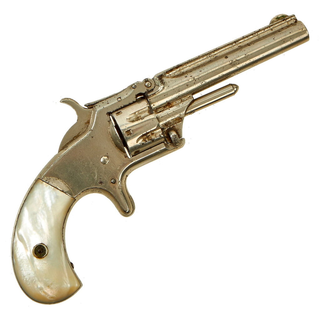 Original U.S. Antique Smith & Wesson Nickel Plated Model 1 3rd Issue Revolver in .22 Short with Pearl Grips - Serial 74305 Original Items
